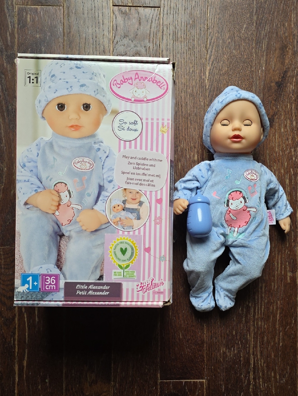 Blue Plush Baby Doll with Bottle -